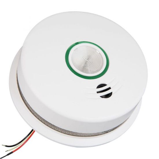 Picture of Wire-Free Interconnect 120v AC Power 10 Year Battery Backup Smoke Alarm with Egress Light
