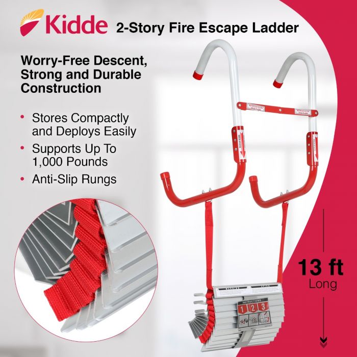 KL2S TwoStory Fire Escape Ladder w/ AntiSlip Rungs, 13Foot Shop Kidde