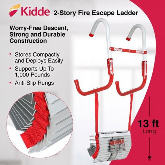 KL2S TwoStory Fire Escape Ladder w/ AntiSlip Rungs, 13Foot Shop Kidde